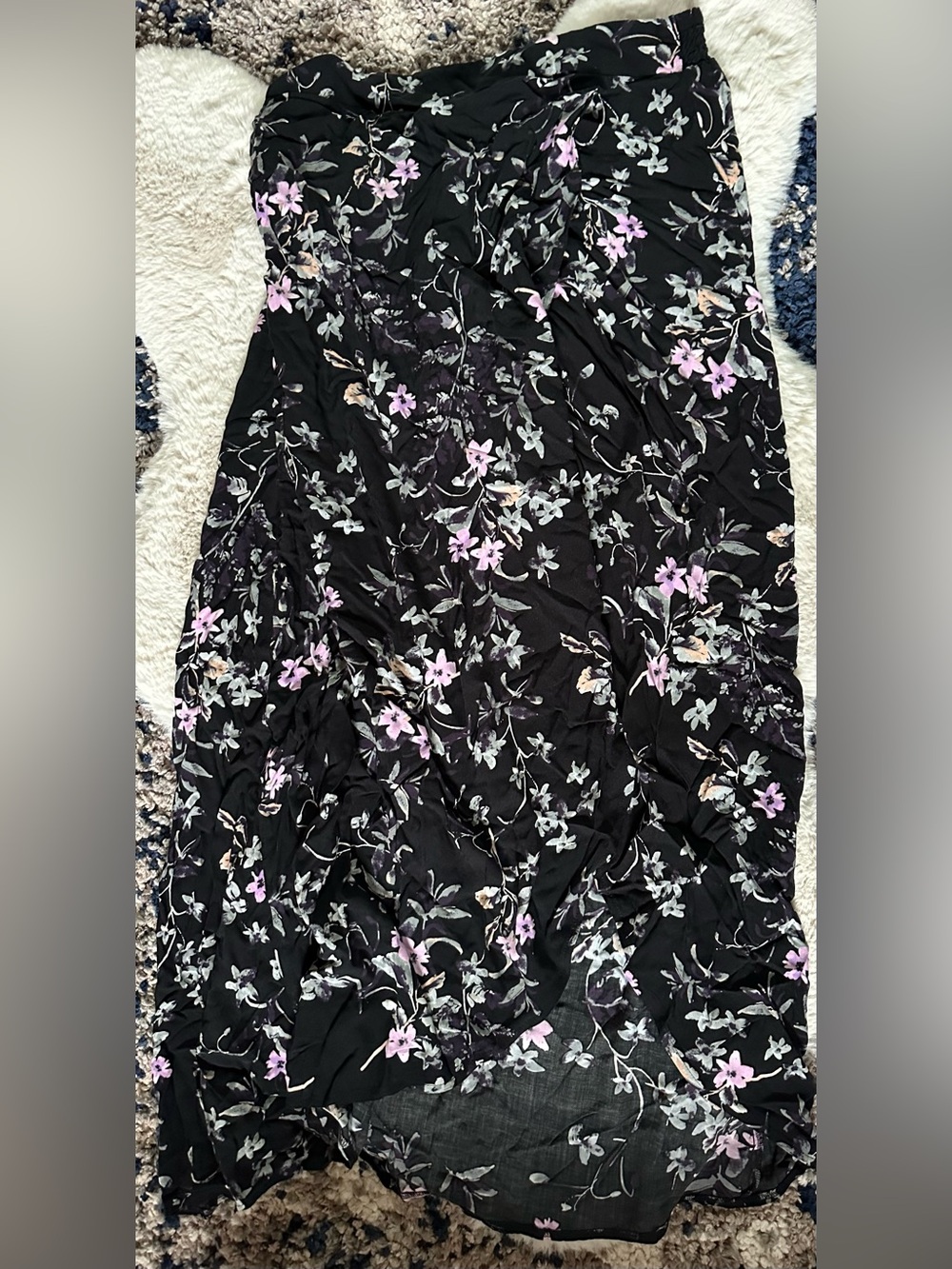 Express Black Maxi Skirt with Pink and Cream Floral Print